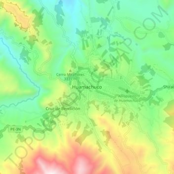 Huamachuco地形图、海拔、地势