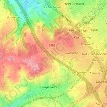 Hondsrug地形图、海拔、地势