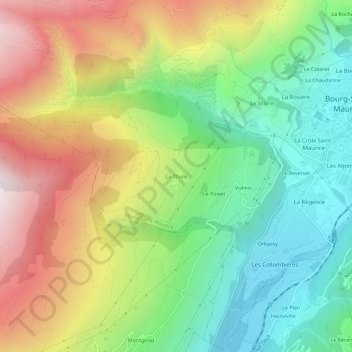 La Thuile地形图、海拔、地势