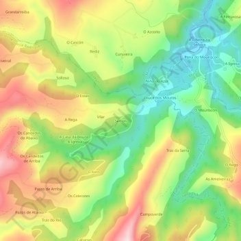 Serrón地形图、海拔、地势