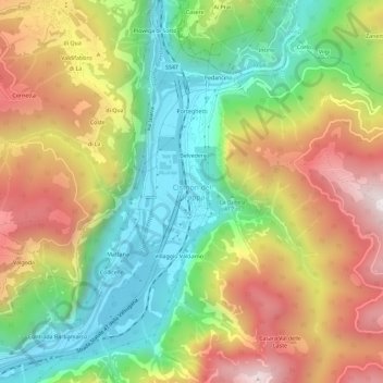 Cismon del Grappa地形图、海拔、地势