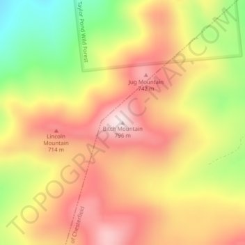 Bitch Mountain地形图、海拔、地势