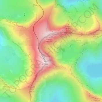 Snowdonia地形图、海拔、地势
