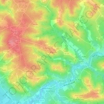 Le Broussey地形图、海拔、地势