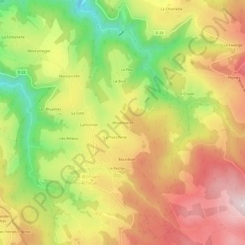 Montmartin地形图、海拔、地势