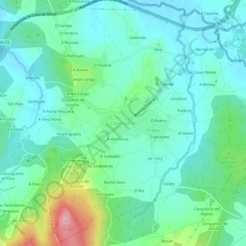 Coristanco地形图、海拔、地势