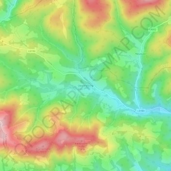 Obertriesting地形图、海拔、地势