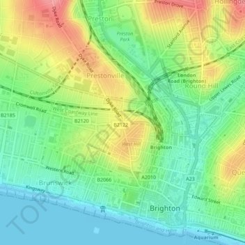 Seven Dials地形图、海拔、地势