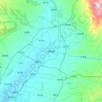 洪洞县地形图、海拔、地势