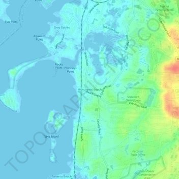 Monument Beach地形图、海拔、地势