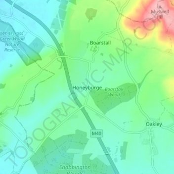 Honeyburge地形图、海拔、地势