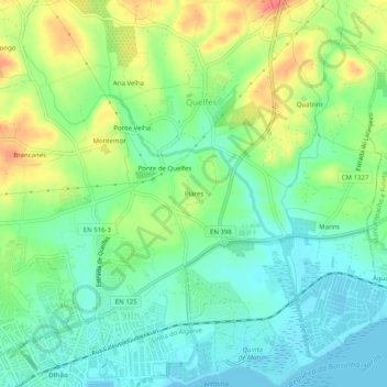 Piares地形图、海拔、地势