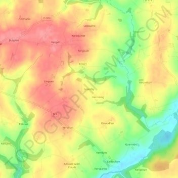 Grainfay地形图、海拔、地势