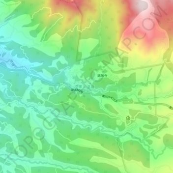 黒川温泉地形图、海拔、地势
