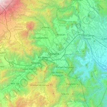 Orizaba地形图、海拔、地势