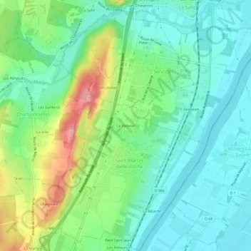 Le Pelleret地形图、海拔、地势