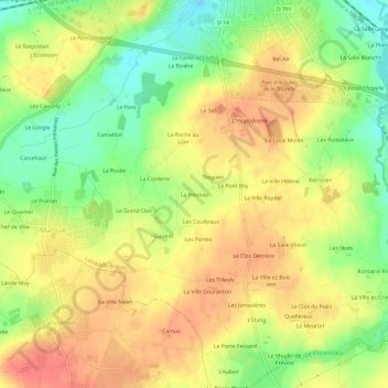 La Fresnay地形图、海拔、地势