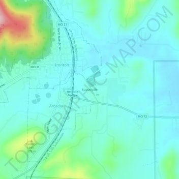 Russellville地形图、海拔、地势