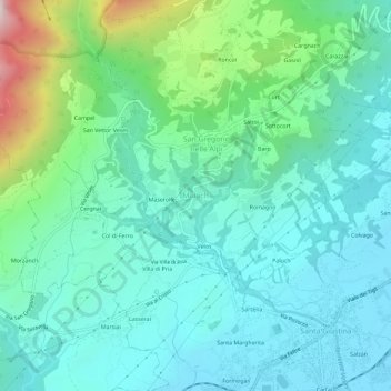 Muiach地形图、海拔、地势