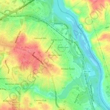 Windsor Court地形图、海拔、地势