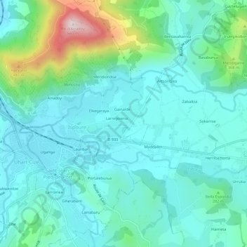 Larria地形图、海拔、地势