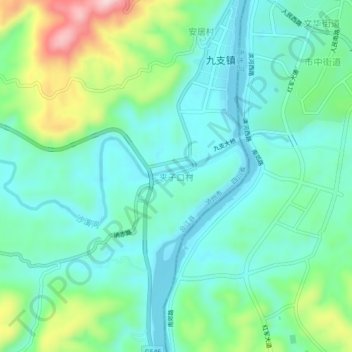 夹子口村地形图、海拔、地势