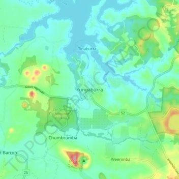 Yungaburra地形图、海拔、地势