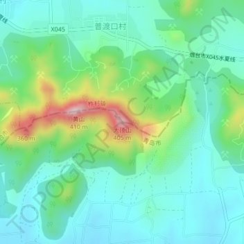 大顶山地形图、海拔、地势