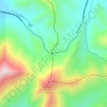 Lindis Pass地形图、海拔、地势