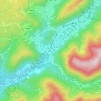 Servance地形图、海拔、地势