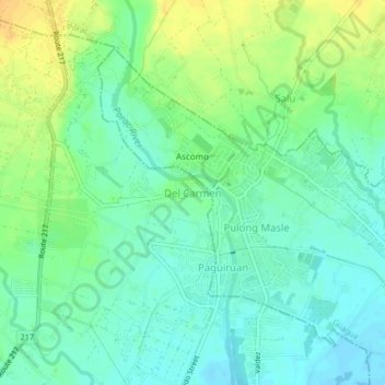 Del Carmen地形图、海拔、地势