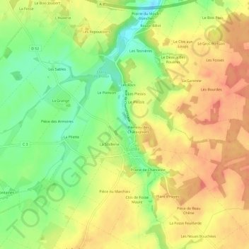 Meudon地形图、海拔、地势