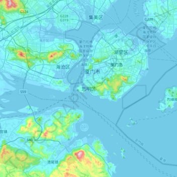 思明区地形图、海拔、地势