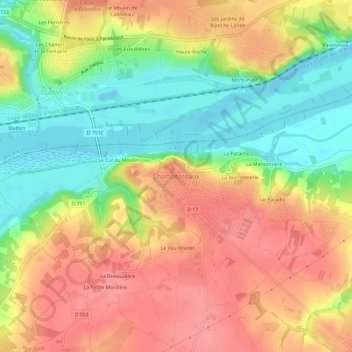 Champtoceaux地形图、海拔、地势