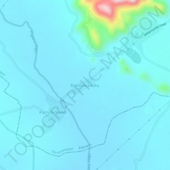 Kondakavuru地形图、海拔、地势