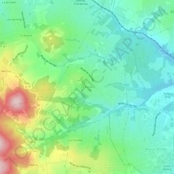 Le Poirier地形图、海拔、地势