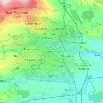 Glenrothes地形图、海拔、地势