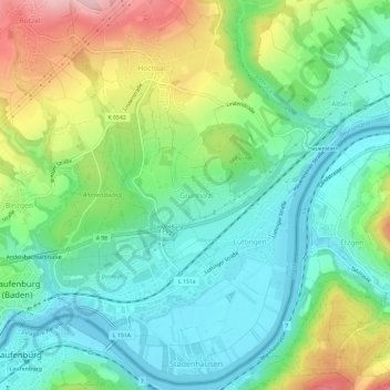 Grunholz地形图、海拔、地势