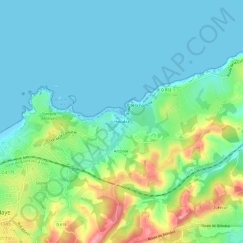Haïcabia地形图、海拔、地势