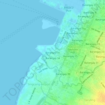 Brgy 16地形图、海拔、地势