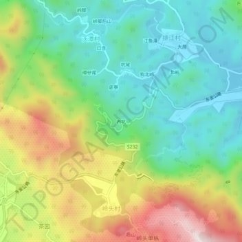 內坑地形图、海拔、地势