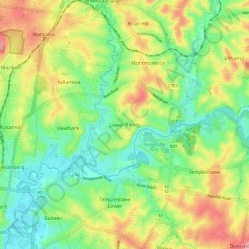 Lower Plenty地形图、海拔、地势