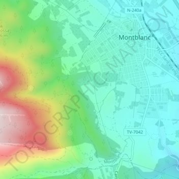 Vinyols地形图、海拔、地势