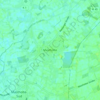 Mastholte地形图、海拔、地势
