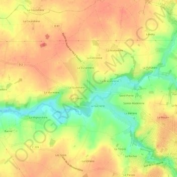 Les Ajonnets地形图、海拔、地势