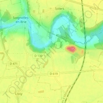 Barneau地形图、海拔、地势