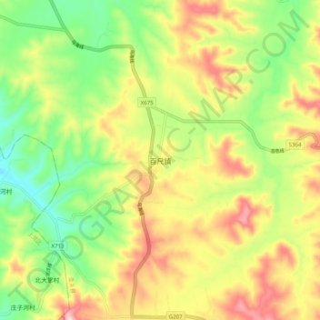 百尺镇地形图、海拔、地势