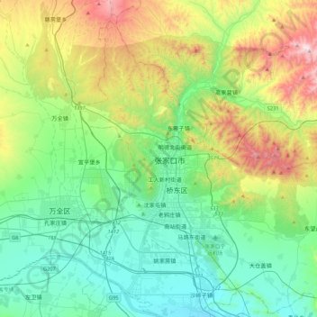 桥西区地形图、海拔、地势