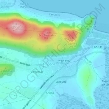 Porres地形图、海拔、地势