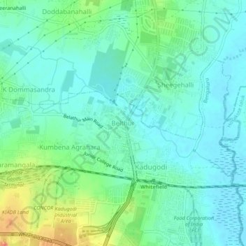 Belthur地形图、海拔、地势